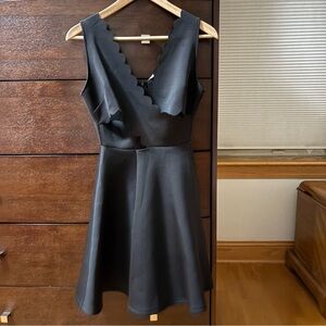 Soprano Black Scalloped Cutout Mini Scuba Dress